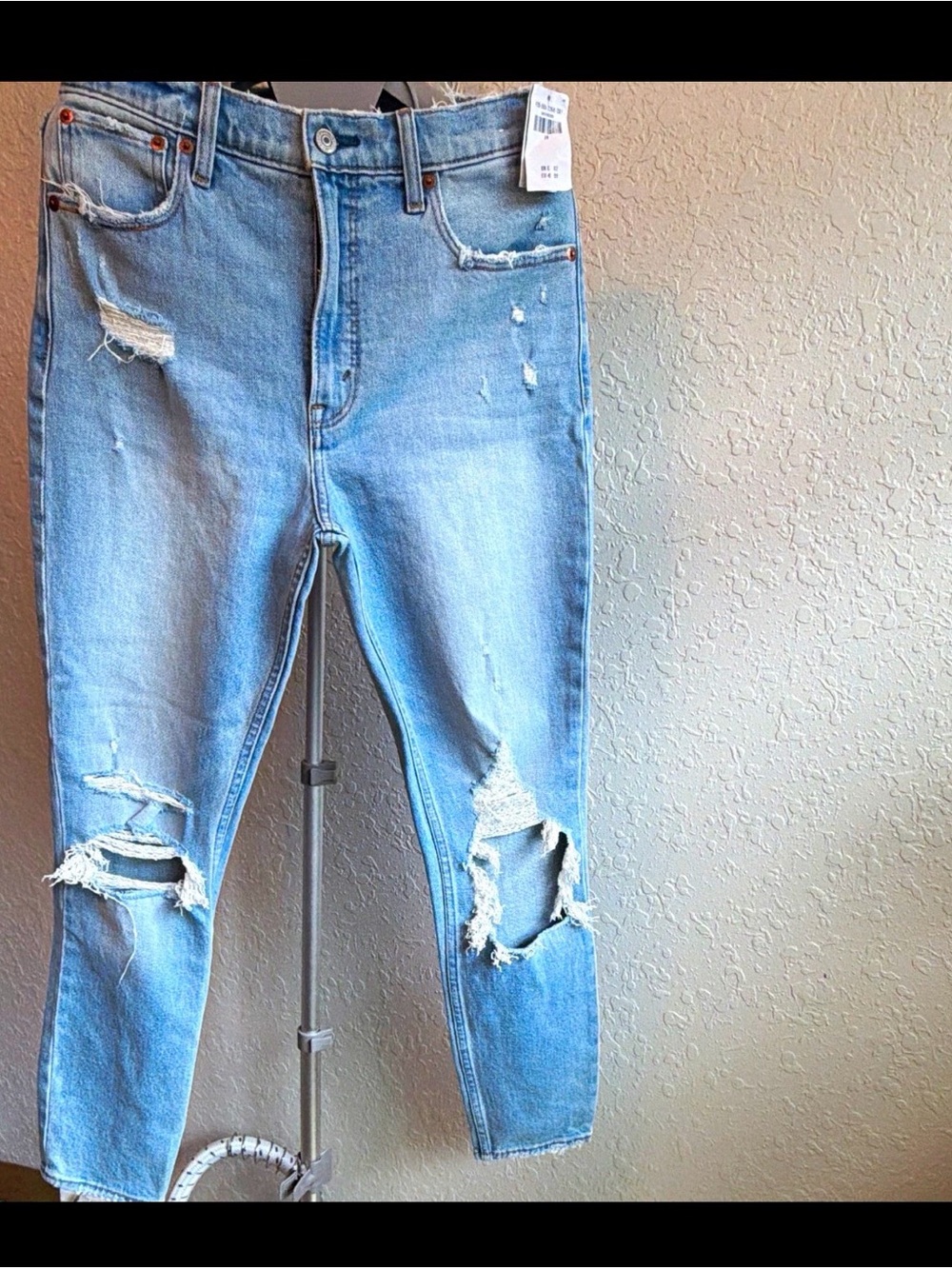 Abercrombie & Fitch Light Blue High-Rise Distressed Jeans